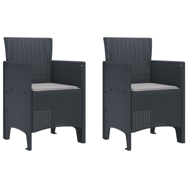 Berkfield Home Garden Chair Set of 2 Anthracite, Light Grey - image 1