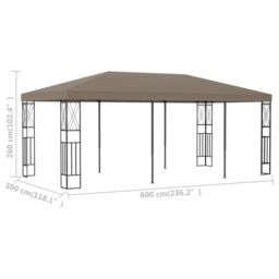 Berkfield Home Gazebo 6x3 m Taupe Fabric in Beige - thumbnail 6