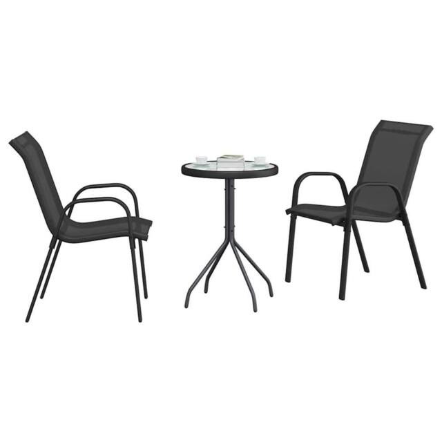 Berkfield Home Elegant 3 Piece Garden Bistro Set Black Textilene & Steel - image 1