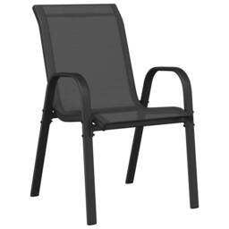 Berkfield Home Elegant 3 Piece Garden Bistro Set Black Textilene & Steel - thumbnail 5