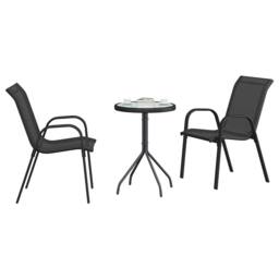 Berkfield Home Elegant 3 Piece Garden Bistro Set Black Textilene & Steel