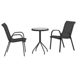 Berkfield Home Elegant 3 Piece Garden Bistro Set Black Textilene & Steel - thumbnail 3