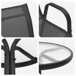 Berkfield Home Elegant 3 Piece Garden Bistro Set Black Textilene & Steel - thumbnail 9