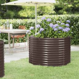 Berkfield Home Garden Raised Bed Powder-coated Steel 100x100x68 cm Brown - Size: 100 x 100 x 68 cm - thumbnail 2