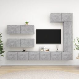 Berkfield Home 7 Piece TV Cabinet Set Concrete Grey Engineered Wood - thumbnail 1