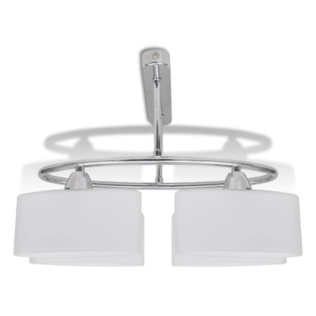 Berkfield Home Modern Ceiling Lamp with Ellipsoid Glass Shades for 4 E14 Bulbs in White - image 1
