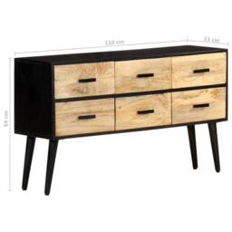 Berkfield Home Sideboard 110x33x64 cm Solid Mango Wood in Brown - Size: 110 x 33 x 64 cm - thumbnail 9