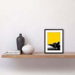 "Artery8 Wall Art Print Leith Shore Edinburgh Scotland Scottish Landmark Yellow Framed Art in Black - Size: W7"" x H9""" - thumbnail 2