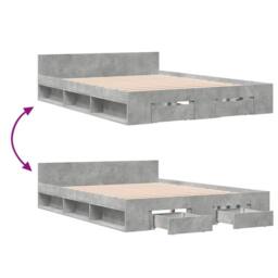 Berkfield Home Modern Bed Frame w/Drawers Frame Concrete Grey 150x200 cm King Size - thumbnail 7