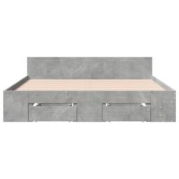 Berkfield Home Modern Bed Frame w/Drawers Frame Concrete Grey 150x200 cm King Size - thumbnail 4