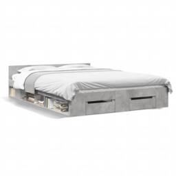 Berkfield Home Modern Bed Frame w/Drawers Frame Concrete Grey 150x200 cm King Size - thumbnail 3