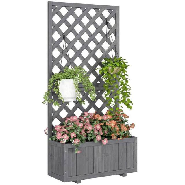 KORVIXA Wood Planter with Trellis for Climbing Plants in Grey - Size: 1.25kg - image 1