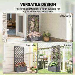KORVIXA Wood Planter with Trellis for Climbing Plants in Grey - Size: 1.25kg - thumbnail 4