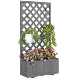 KORVIXA Wood Planter with Trellis for Climbing Plants in Grey - Size: 1.25kg - thumbnail 1