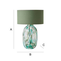 ValueLights Belinda Confetti Glass Table Lamp with Fabric Drum Shade & Bulb in Green - thumbnail 7