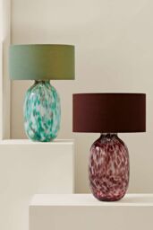ValueLights Belinda Confetti Glass Table Lamp with Fabric Drum Shade & Bulb in Green - thumbnail 8