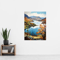 "Artery8 Wall Art Print Loch Katrine Scotland Serene Loch Framed By Trossachs Artwork Painting Poster - Size: W12"" x H16""" - thumbnail 4