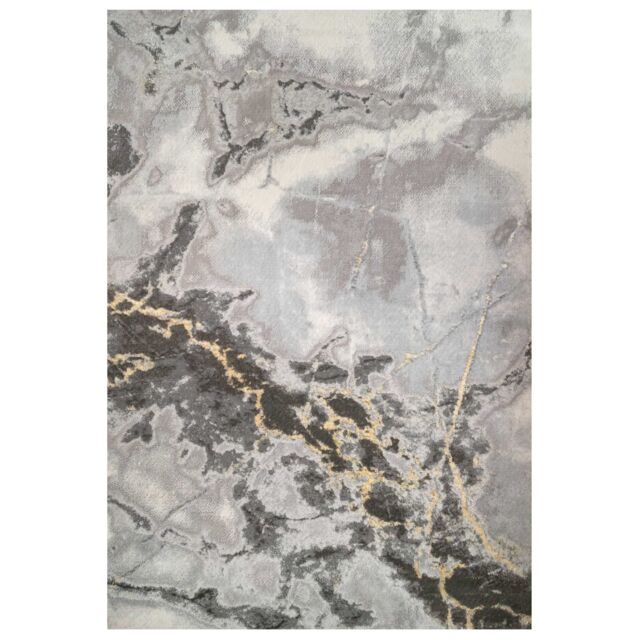 Kukoon Grey Gold Marble Effect Modern living Area Rug - Size: 80 cm x 150 cm - image 1