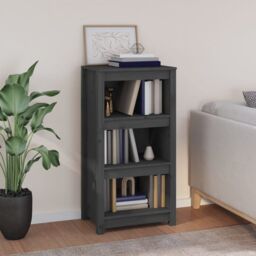 Berkfield Home Book Cabinet Grey 50x35x97 cm Solid Wood Pine - Size: 50 x 35 x 97 cm - thumbnail 1