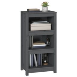 Berkfield Home Book Cabinet Grey 50x35x97 cm Solid Wood Pine - Size: 50 x 35 x 97 cm - thumbnail 4