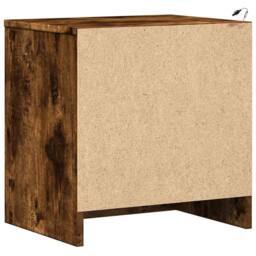 Berkfield Home Bedside Cabinets with LED Lights 2 pcs Smoked Oak Engineered Wood in Brown - thumbnail 8