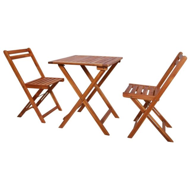 Berkfield Home 3 Piece Folding Bistro Set Solid Acacia Wood in Brown - image 1