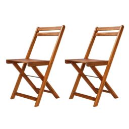 Berkfield Home 3 Piece Folding Bistro Set Solid Acacia Wood in Brown - thumbnail 3