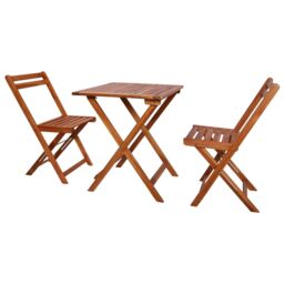 Berkfield Home 3 Piece Folding Bistro Set Solid Acacia Wood in Brown - thumbnail 1