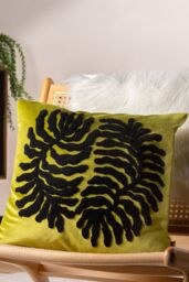 Furn Maldive Botanical Velvet Tufted Cushion in Green - Size: 45 cm x 45 cm - thumbnail 5