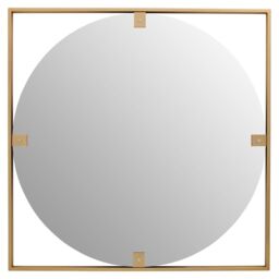 Orsina Square Wall Mirror, Sturdy Round Shaped Wall Mirror, Square Frame Lounge Mirror for Home, Office, Hallway in Gold - thumbnail 1