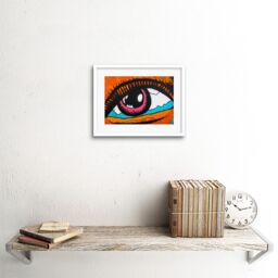 "Artery8 Wall Art Print Graffiti Mural Crying Eye Eyeball Framed in White - Size: W7"" x H9""" - thumbnail 2