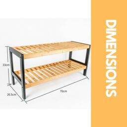 Pirlo Plush 2-Tier Bamboo Shoe Rack in Brown - thumbnail 4