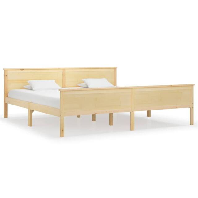 Berkfield Home Bed Frame Solid Wood Pine 200x200 cm in Natural - image 1
