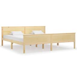Berkfield Home Bed Frame Solid Wood Pine 200x200 cm in Natural - thumbnail 1