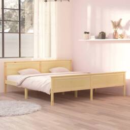 Berkfield Home Bed Frame Solid Wood Pine 200x200 cm in Natural - thumbnail 2