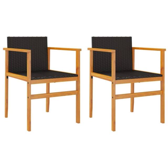 Berkfield Home Garden Chairs 2 pcs Black Poly Rattan&Solid Wood - image 1
