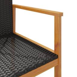 Berkfield Home Garden Chairs 2 pcs Black Poly Rattan&Solid Wood - thumbnail 9