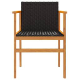 Berkfield Home Garden Chairs 2 pcs Black Poly Rattan&Solid Wood - thumbnail 5