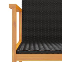Berkfield Home Garden Chairs 2 pcs Black Poly Rattan&Solid Wood - thumbnail 8