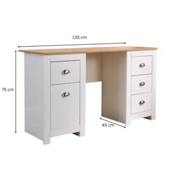 Home Source Camden 3 Drawer Pedestal Computer Storage Desk in White - thumbnail 9