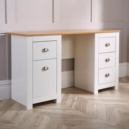 Home Source Camden 3 Drawer Pedestal Computer Storage Desk in White - thumbnail 4