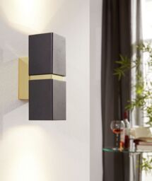 Loops Wall Light Colour Gold Plated Steel Black Square Shape Shade Bulb GU10 2x3.3W - thumbnail 3