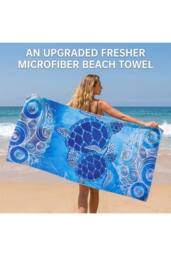 Living and Home Lightweight Large Microfibre Beach Towel in Blue - thumbnail 2