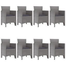 Berkfield Home 9 Piece Garden Dining Set with Cushions Light Grey Poly Rattan - thumbnail 3
