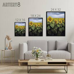 "Artery8 A Kansas sunflower field up close Highsmith Framed Canvas Wall Art - Size: W18"" x H24""" - thumbnail 4