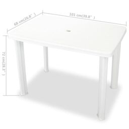 Berkfield Home Garden Table White 101x68x72 cm Plastic - Size: 101 x 68 x 72 cm - thumbnail 5