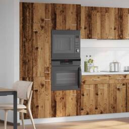 Berkfield Home Microwave Cabinet Lyon Old Wood 60x57x207 cm Engineered Wood in Brown - Size: 60 x 57 x 207 cm - thumbnail 1