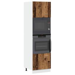 Berkfield Home Microwave Cabinet Lyon Old Wood 60x57x207 cm Engineered Wood in Brown - Size: 60 x 57 x 207 cm - thumbnail 2
