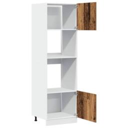 Berkfield Home Microwave Cabinet Lyon Old Wood 60x57x207 cm Engineered Wood in Brown - Size: 60 x 57 x 207 cm - thumbnail 4