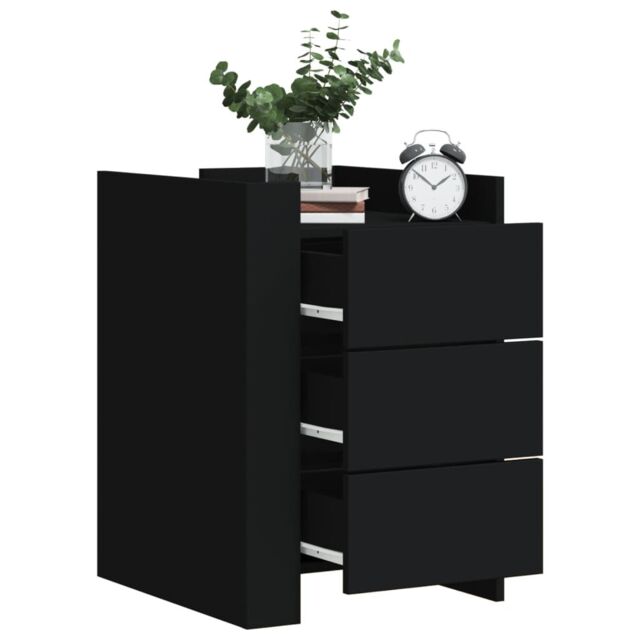 Berkfield Home Bedside Cabinet Black 45x50x65 cm Engineered Wood - Size: 45 x 50 x 65 cm - image 1